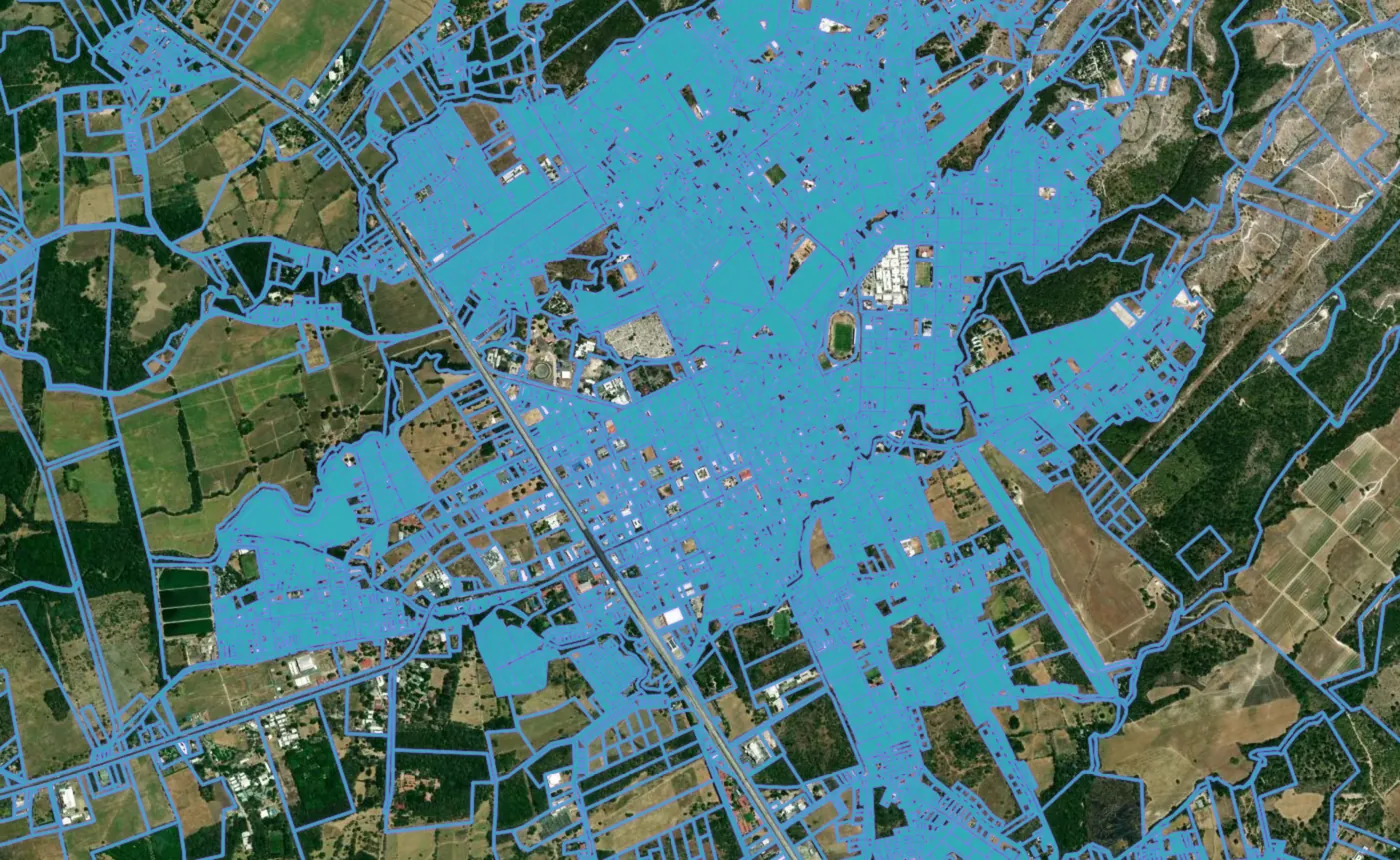Satellite view of Liberia with the official cadastre lines