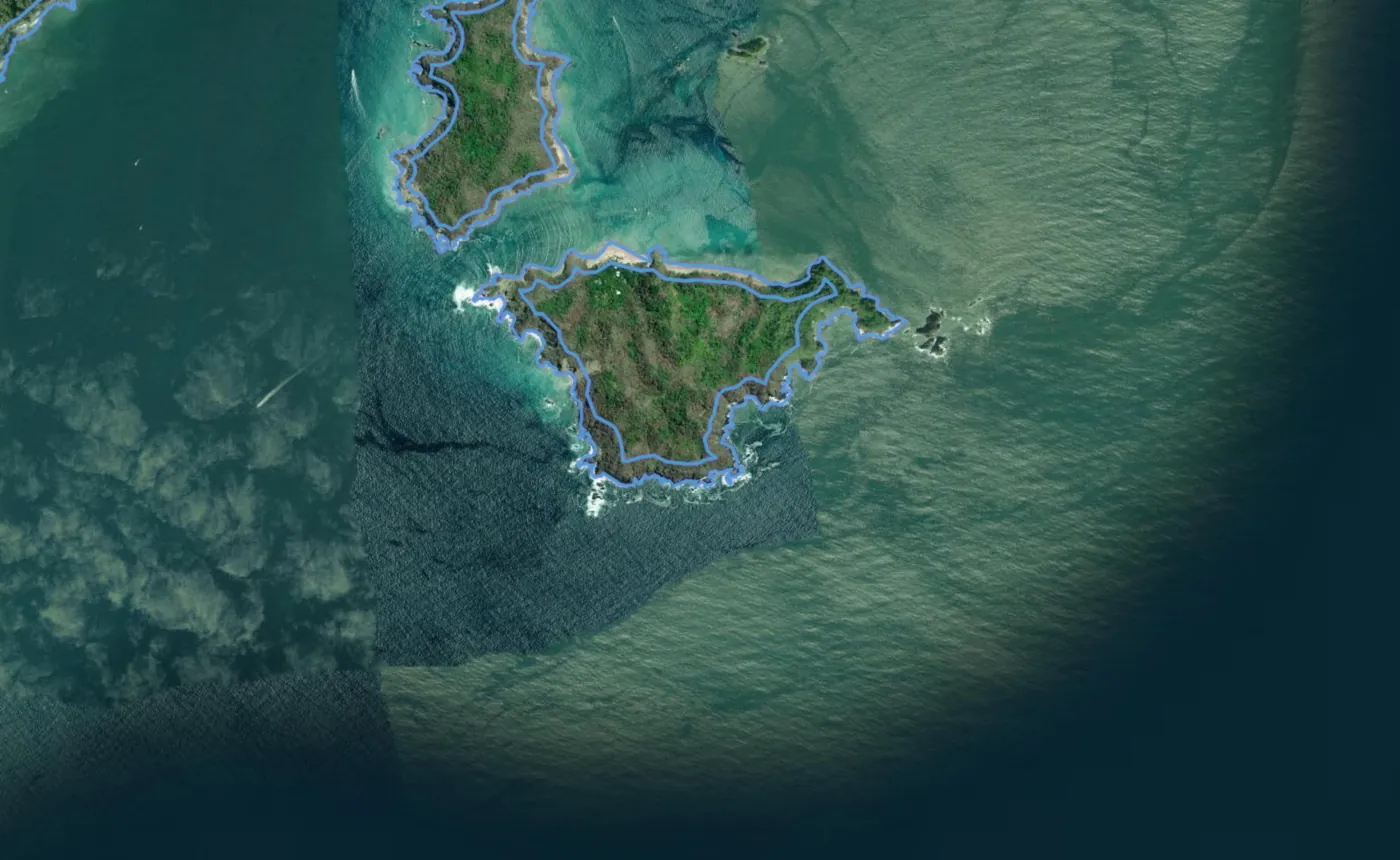 Satellite view of Playa Tortuga with the official cadastre lines