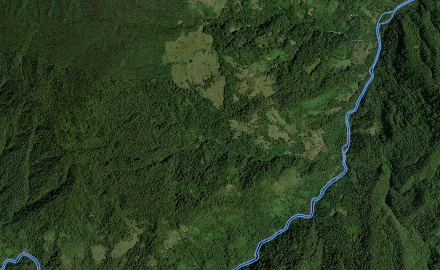 Satellite view of Turrialba with the official cadastre lines