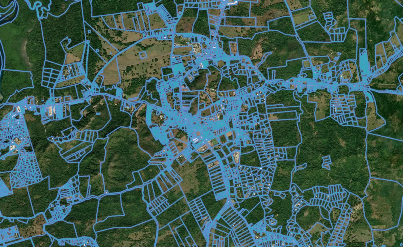 Satellite view of Villarreal with the official cadastre lines