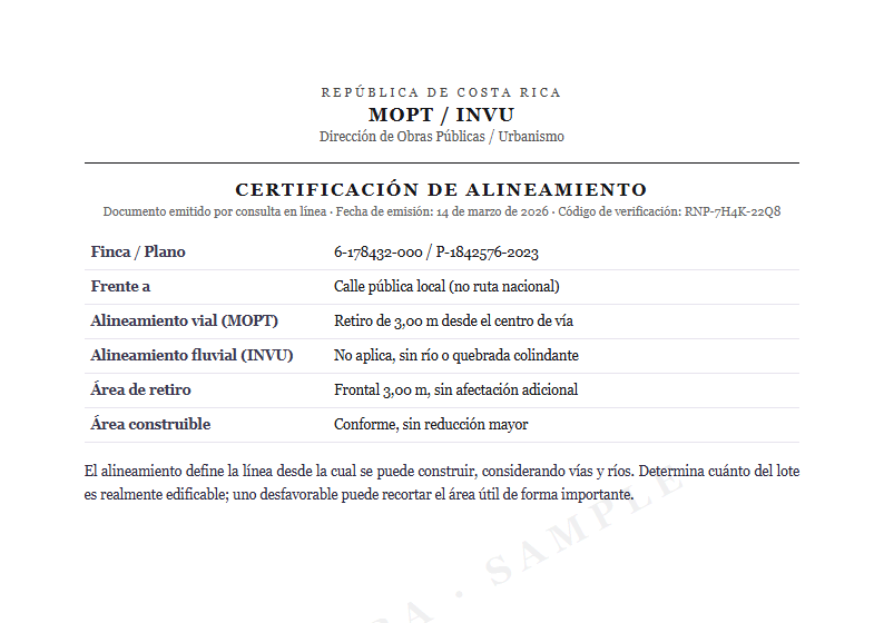 Sample Road / urban alignment document