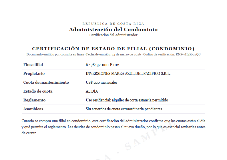 Sample Condominium standing document