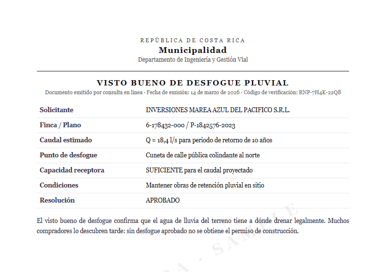 Sample Drainage approval document