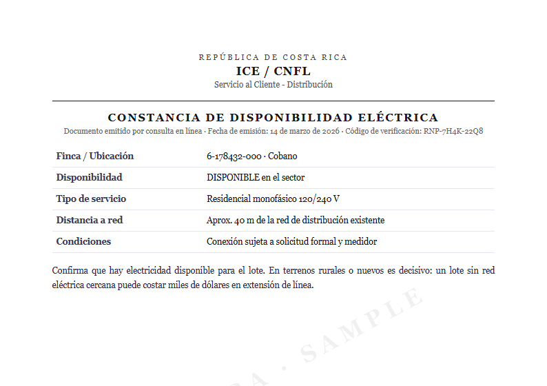 Sample Electricity availability document