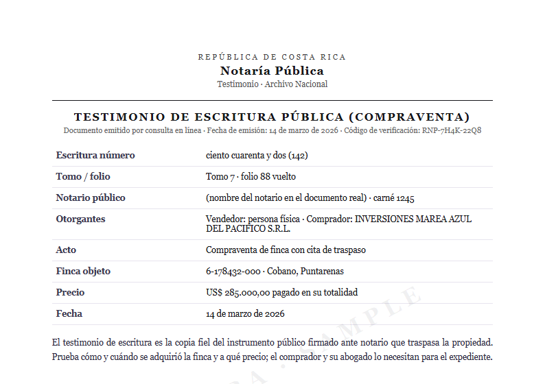 Sample Certified deed copy document