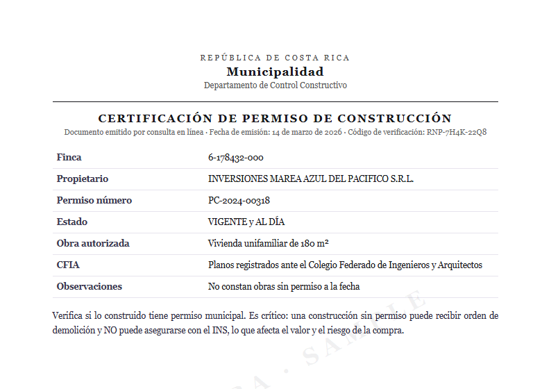 Sample Construction permit verification document