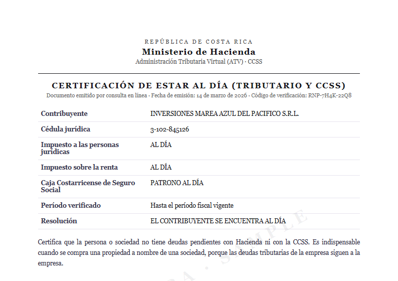 Sample Tax clearance document