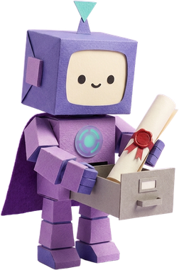 Folio mascot pulling a document from the registry