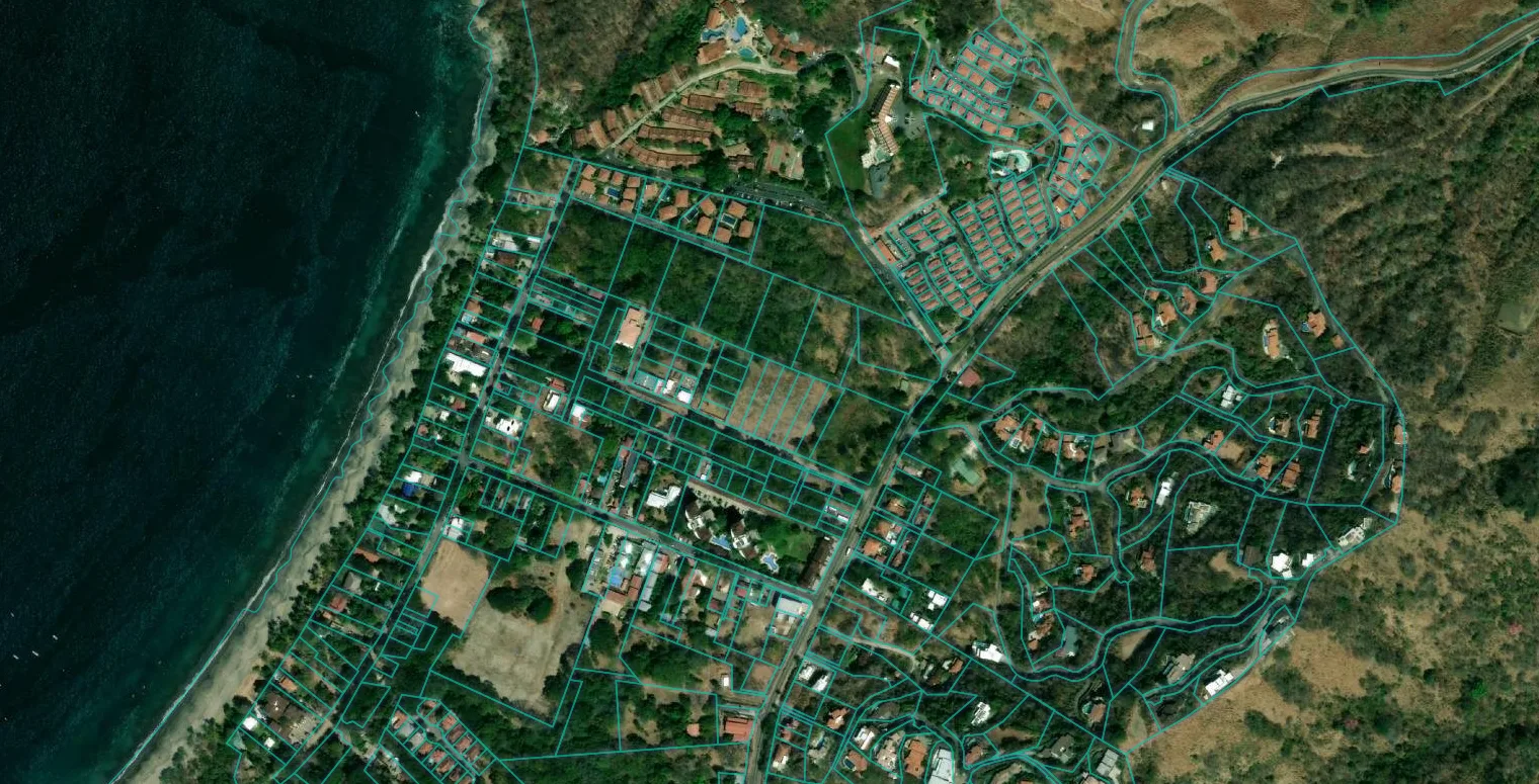 Mapa de Folio con parcelas inscritas en el catastro cerca de Papagayo, Guanacaste, título de propiedad
